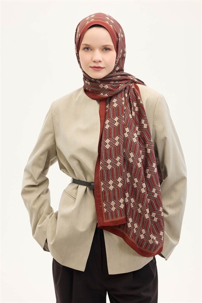 Urban Hours Lumera Kiremit Kırmızı Mayda Şal 190x70