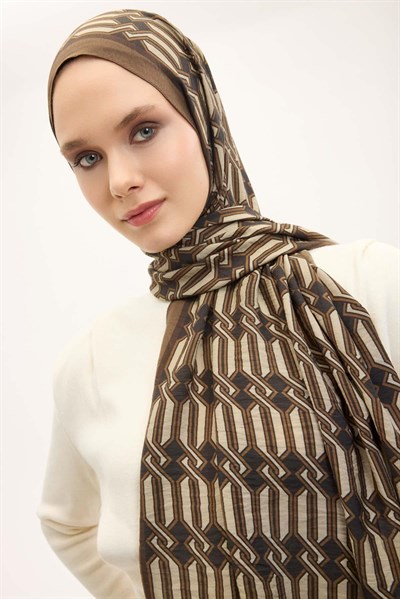 Urban Hours Lumera Yeşil Kahve Mayda Şal 190x70