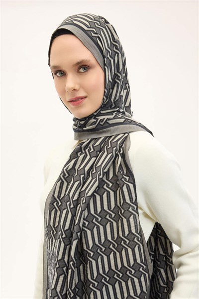 Urban Hours Lumera Koyu Gri Mayda Şal 190x70