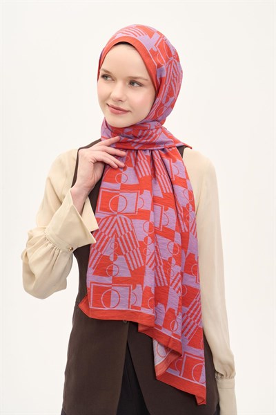 Urban Hours Elvora Koyu Turuncu Mayda Şal 190x70