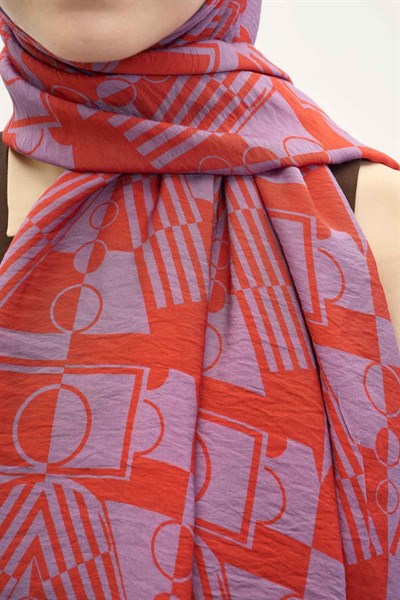 Urban Hours Elvora Koyu Turuncu Mayda Şal 190x70