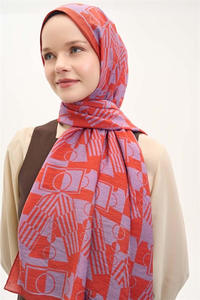 Urban Hours Elvora Koyu Turuncu Mayda Şal 190x70