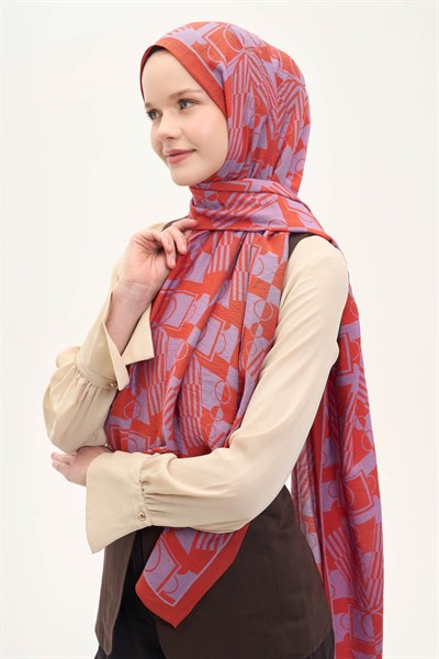 Urban Hours Elvora Koyu Turuncu Mayda Şal 190x70