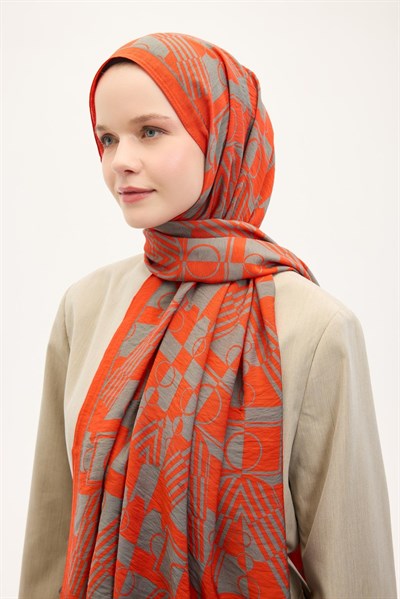 Urban Hours Elvora Turuncu Mayda Şal 190x70