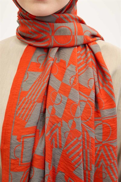 Urban Hours Elvora Turuncu Mayda Şal 190x70