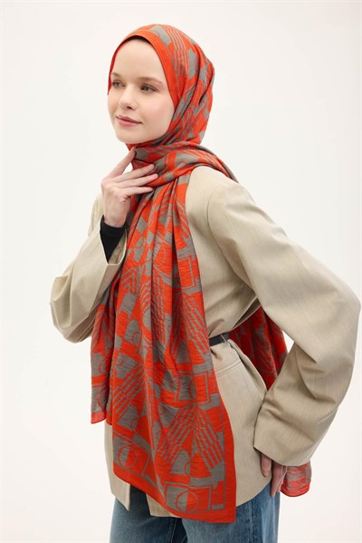 Urban Hours Elvora Turuncu Mayda Şal 190x70