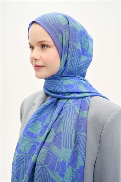 Urban Hours Elvora Mavi Mayda Şal 190x70