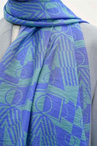 Urban Hours Elvora Mavi Mayda Şal 190x70