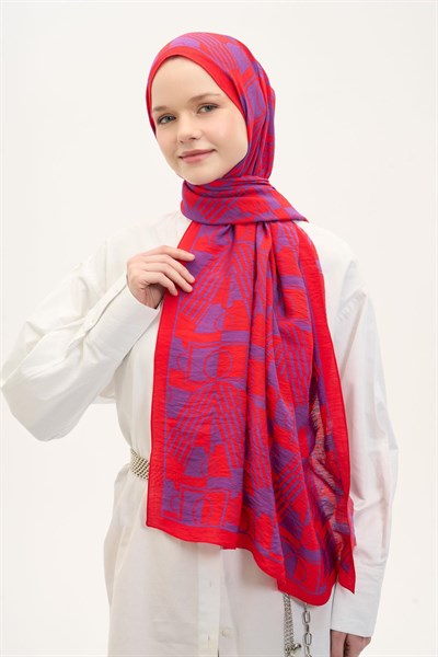 Urban Hours Elvora Canlı Kırmızı Mayda Şal 190x70