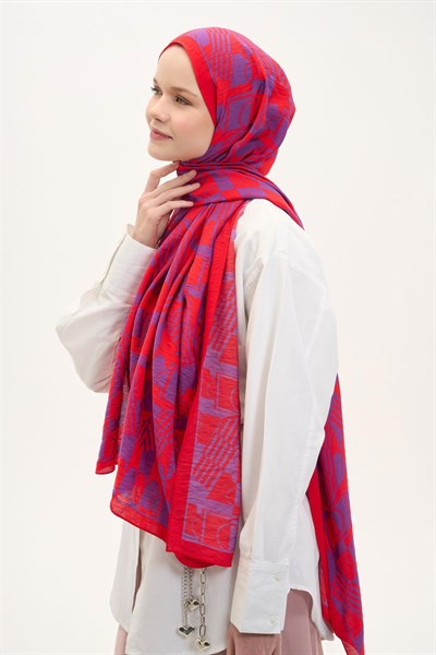 Urban Hours Elvora Canlı Kırmızı Mayda Şal 190x70