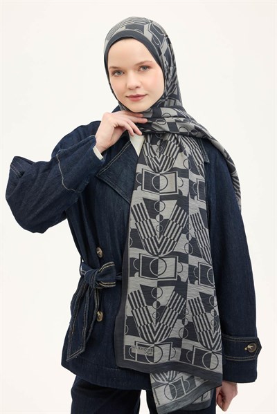 Urban Hours Elvora Dumanlı Siyah Mayda Şal 190x70