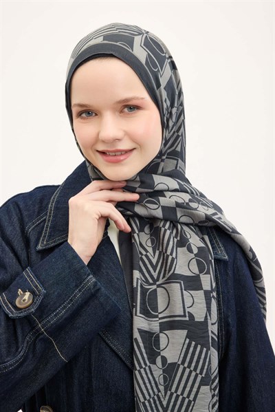 Urban Hours Elvora Dumanlı Siyah Mayda Şal 190x70