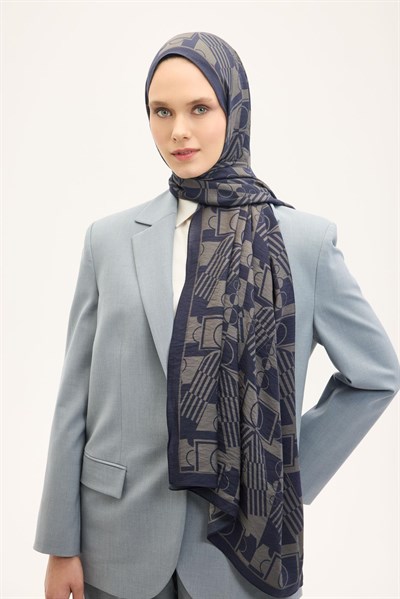 Urban Hours Elvora Koyu Indigo Mayda Şal 190x70