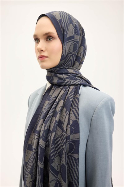 Urban Hours Elvora Koyu Indigo Mayda Şal 190x70