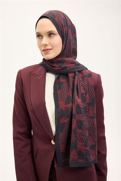 Urban Hours Elvora Bordo Mayda Şal 190x70