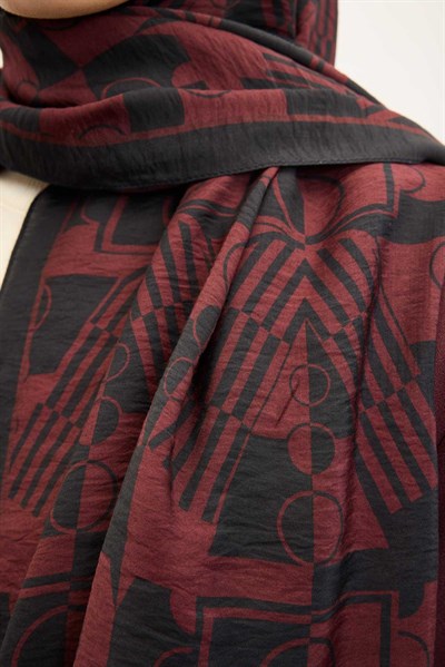 Urban Hours Elvora Bordo Mayda Şal 190x70