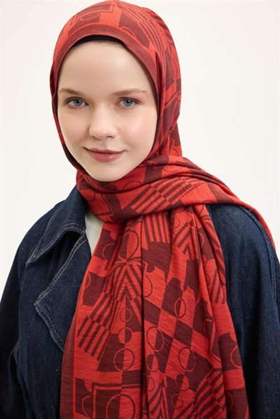 Urban Hours Elvora Bayrak Kırmızı Mayda Şal 190x70