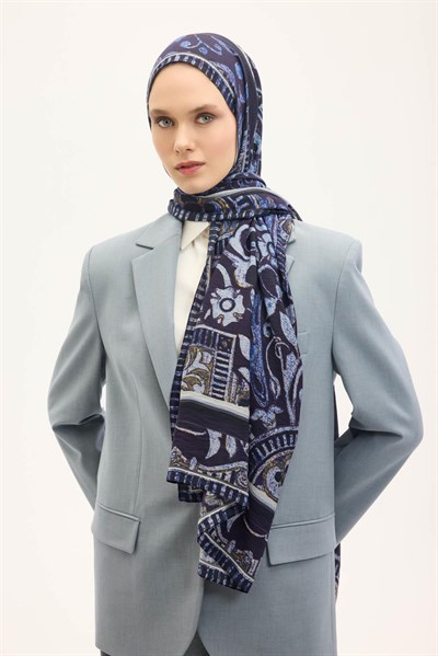 Urban Hours Antik Gece Mavi Mayda Şal 190x70