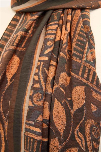 Urban Hours Antik Koyu Kahve Mayda Şal 190x70