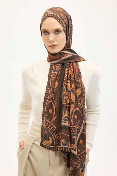 Urban Hours Antik Koyu Kahve Mayda Şal 190x70