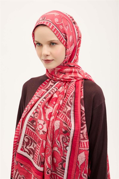 Urban Hours Antik Çilek Kırmızı Mayda Şal 190x70