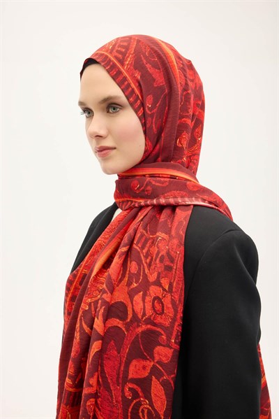 Urban Hours Antik Koyu Bordo Mayda Şal 190x70