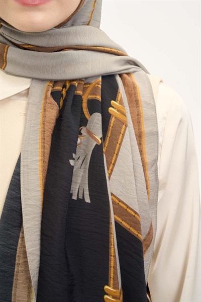 Urban Hours Büyük Zincir Açık Gri Mayda Şal 190x70