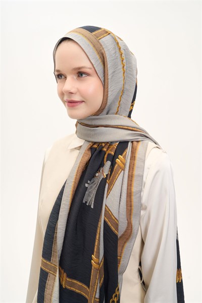 Urban Hours Büyük Zincir Açık Gri Mayda Şal 190x70