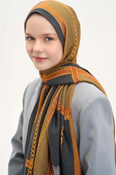 Urban Hours Büyük Zincir Taba Mayda Şal 190x70