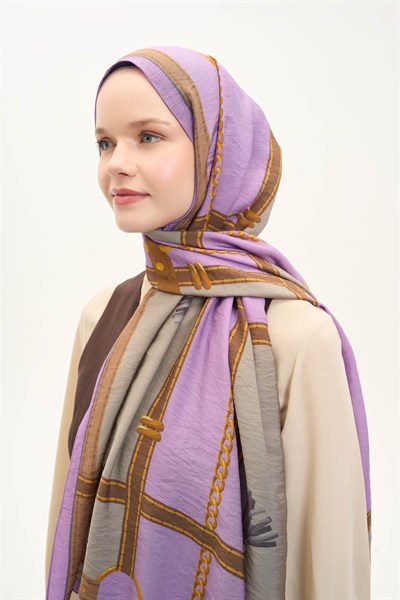Urban Hours Büyük Zincir Lila Mayda Şal 190x70