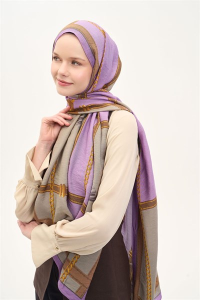 Urban Hours Büyük Zincir Lila Mayda Şal 190x70