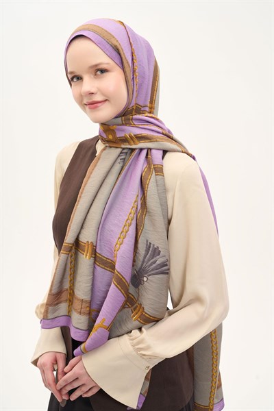Urban Hours Büyük Zincir Lila Mayda Şal 190x70