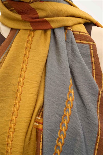 Urban Hours Büyük Zincir Hardal Mayda Şal 190x70