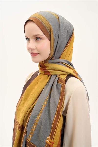 Urban Hours Büyük Zincir Hardal Mayda Şal 190x70