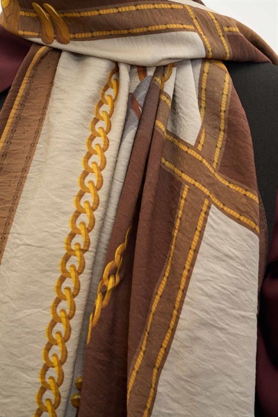 Urban Hours Büyük Zincir Kahverengi Mayda Şal 190x70