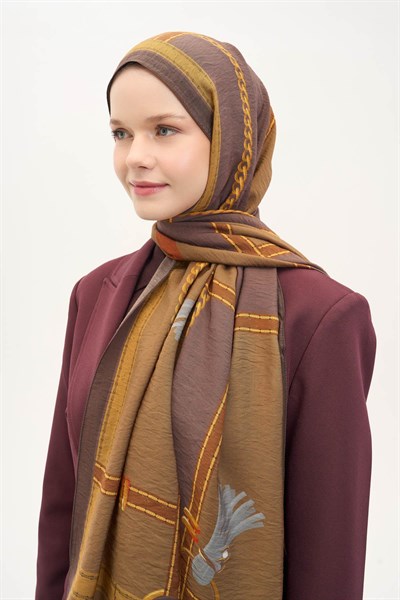 Urban Hours Büyük Zincir Soluk Mürdüm Mayda Şal 190x70