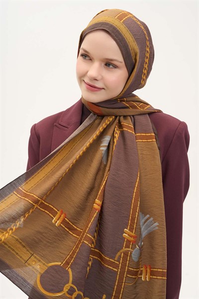 Urban Hours Büyük Zincir Soluk Mürdüm Mayda Şal 190x70