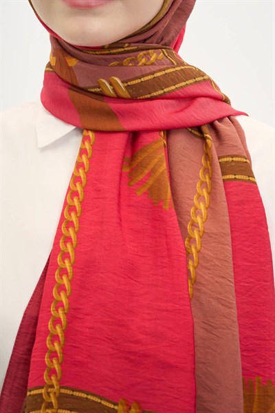 Urban Hours Büyük Zincir Fuşya Mayda Şal 190x70