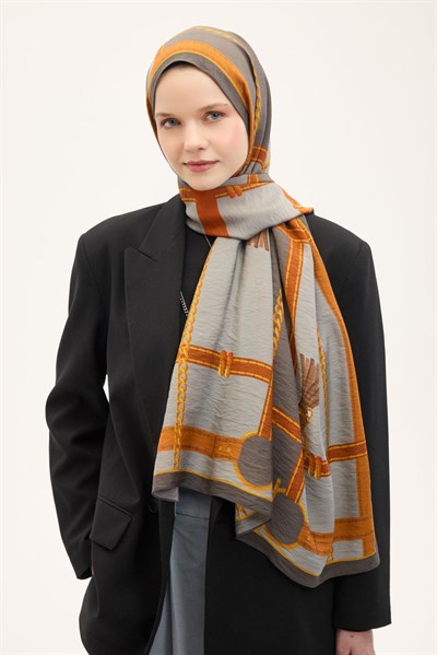 Urban Hours Büyük Zincir Gri Mayda Şal 190x70