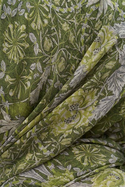 Tencel Monare Eşarp Floral Desen Çimen Yeşili 90X90