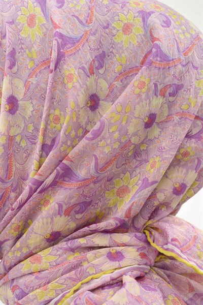 Tencel Monare Eşarp Papatya Desen Lila 90X90