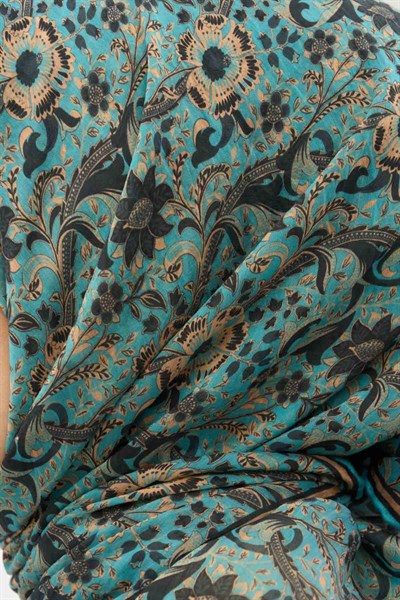Tencel Monare Eşarp Papatya Desen Gök Mavi 90X90