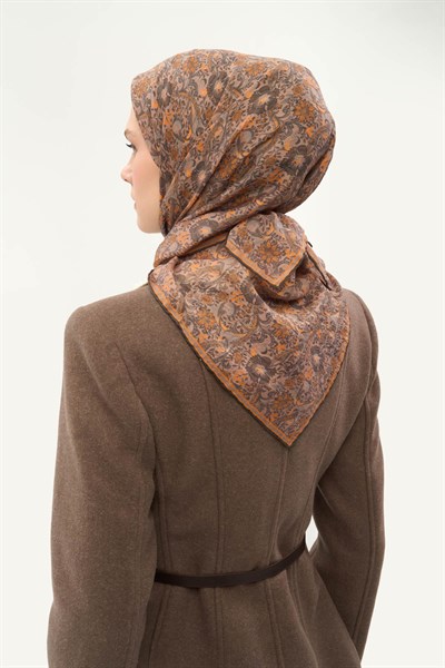 Tencel Monare Eşarp Papatya Desen Mocha Mouse 90X90