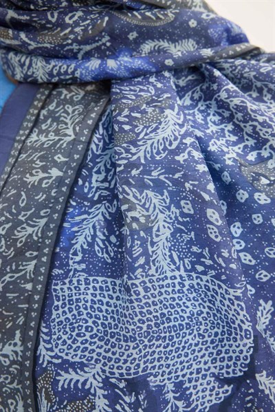 Tencel Monare Şal Funda Vintage Botanik Desen 75x195