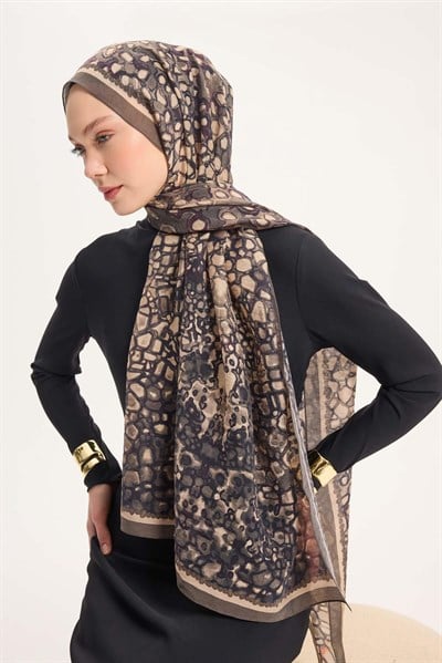 Tencel Monare Şal Haki Taş Desen 75x195
