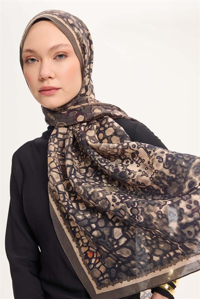Tencel Monare Şal Haki Taş Desen 75x195