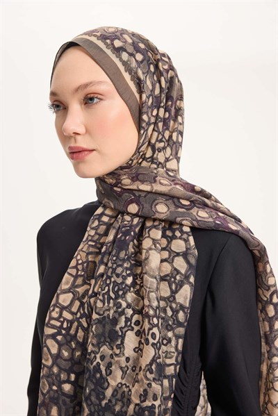 Tencel Monare Şal Haki Taş Desen 75x195
