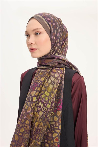 Tencel Monare Şal Haki Taş Desen 75x195