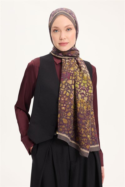 Tencel Monare Şal Haki Taş Desen 75x195