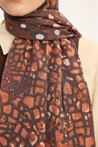 Tencel Monare Şal Koyu Antrasit Taş Desen 75x195